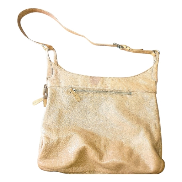 J.Jill Tan Pebbled Leather Vintage Hobo  Shoulder Bag - Picture 7 of 10